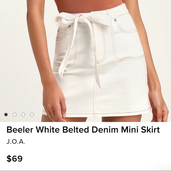 NWOT Lulu’s Beeler White Belted Denim Mini Skirt - Picture 2 of 15